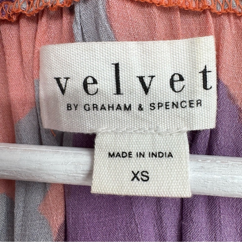 Velvet by Graham & Spencer Regina Printed Boho Dress Coral Orange Purple XS - Picture 6 of 16
